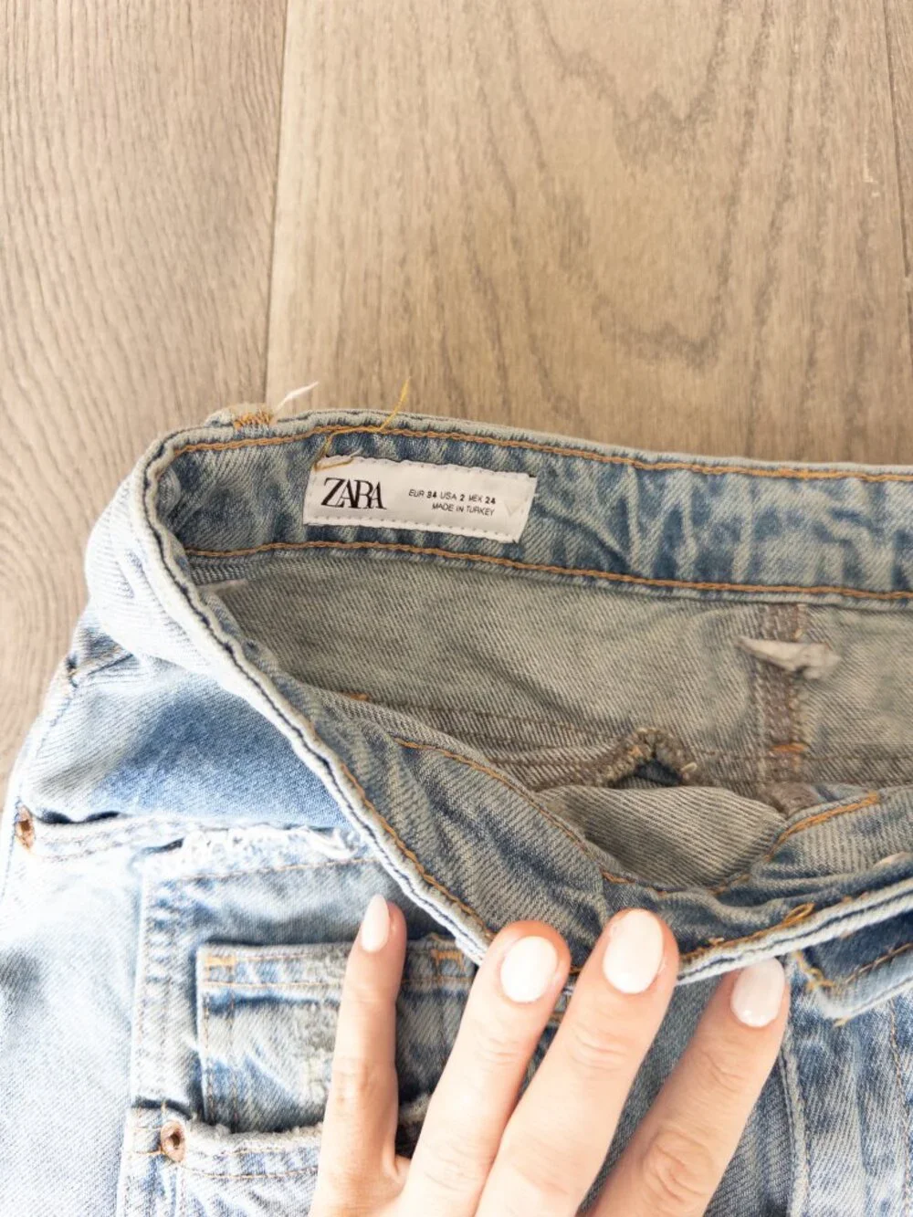 Zara Double Waistband Wide Leg Cropped Jeans Size 26